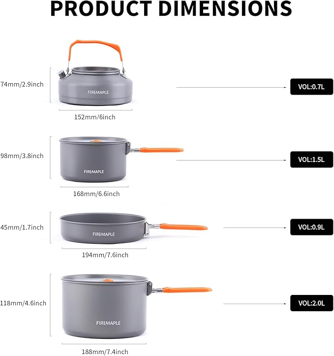 Fire-Maple Feast 4 Piece Camping Cookware Cookware Cookware Kit Outdoor - Image 2