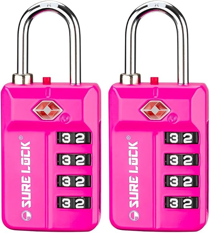 SURE LOCK TSA Approved 4-Digit Resettable Combination Luggage Locks by LOCKDEPOT
