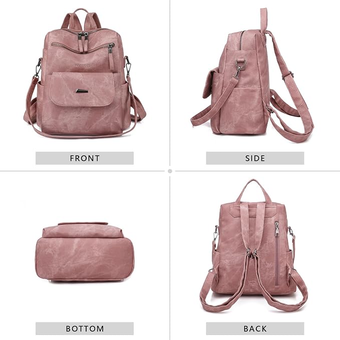 PU Leather Backpack Purse for Women Fashion Multipurpose Design Handbag Ladies - Image 3
