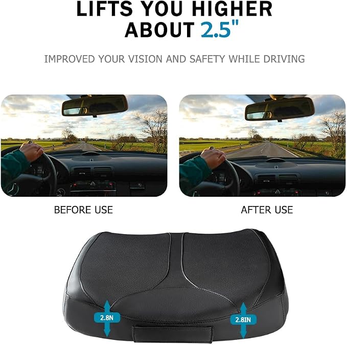 Leather Car Memory Foam Heightening Seat Cushion - Image 2