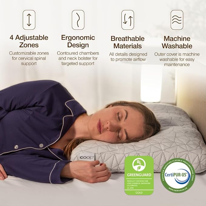 Coop Home Goods Adjustable Orthopedic Pillow King, Ergonomic Cervical Neck - Image 6