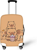 Milk Tea Capybara Luggage Cover Fit 18-21 Inch Universal Thickness Suitcase by Dremagia