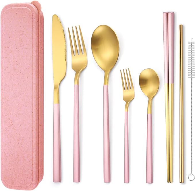 AARAINBOW 6 Pieces Stainless Steel Flatware Set Portable Reusable Cutlery Set by AARAINBOW