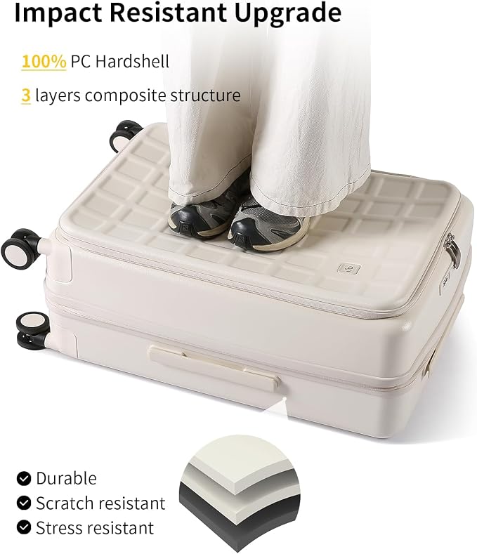 aji Expandable Top Opening 24 Inch Checked Luggage - Image 6