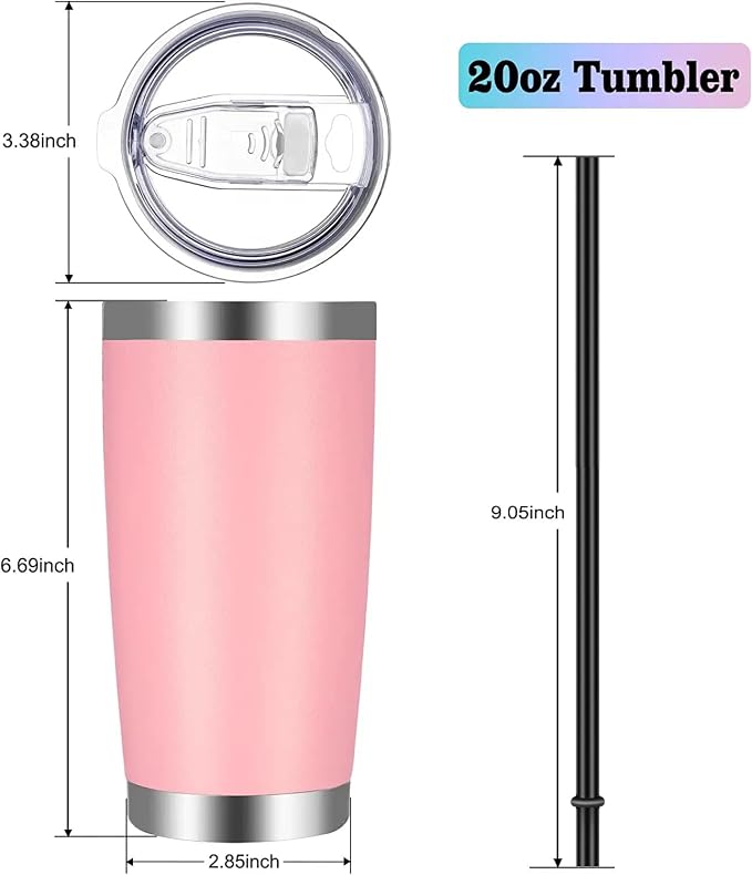 VEGOND 20oz Tumbler with Lid and Straw Stainless Steel Tumbler Cup Bulk Vacuum - Image 4