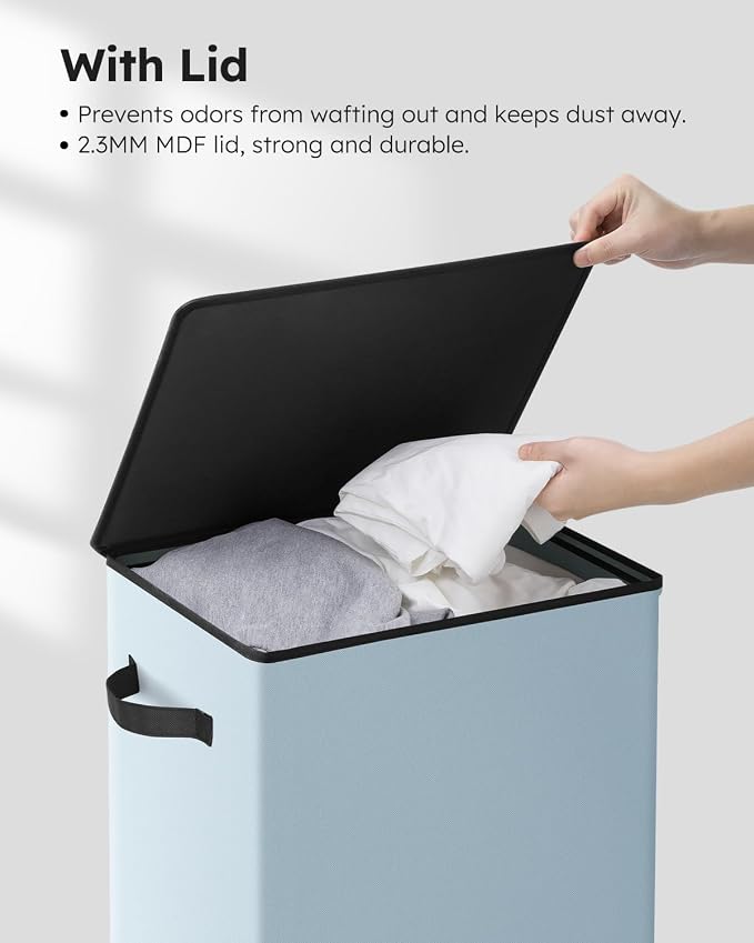 SOLEDI Laundry Hamper with Lid 100L Large & Tall Collapsible Laundry Basket - Image 5