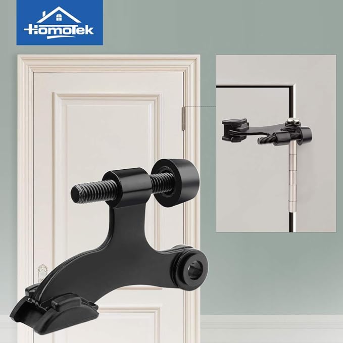 HOMOTEK 2 Pack Hinge Pin Black Door Stopper, Adjustable Deluxe Heavy Duty Door - Image 6