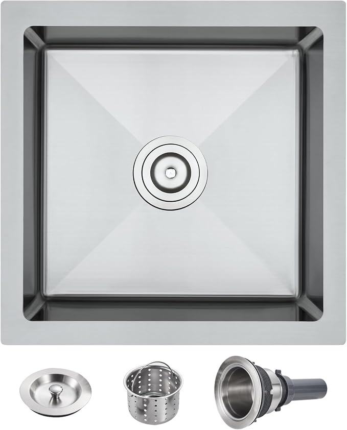 POPFLY 18 x 18 Inch Undermount Kitchen Sinks, Stainless Steel Single Bowl 9 by POPFLY