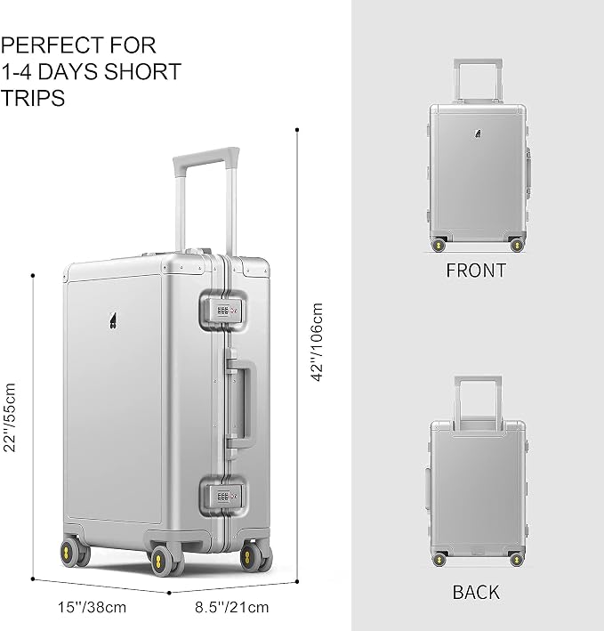 LEVEL8 Gibraltar Carry on Luggage, 20 Inch Aluminum Zipperless Luggages Airline - Image 9