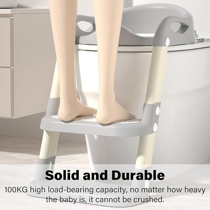 Potty Training Seat with Step Stool Ladder, Adjustable Foldable Potty Seat - Image 4