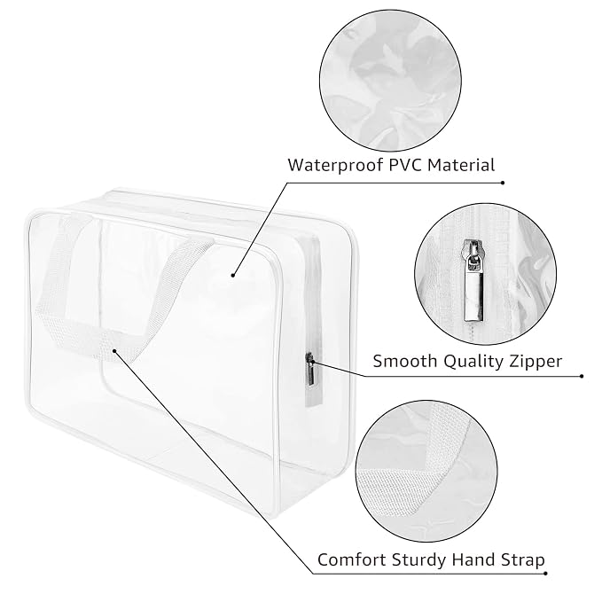 2Pcs Crystal Clear PVC Travel Toiletry Bag Kit - Image 2