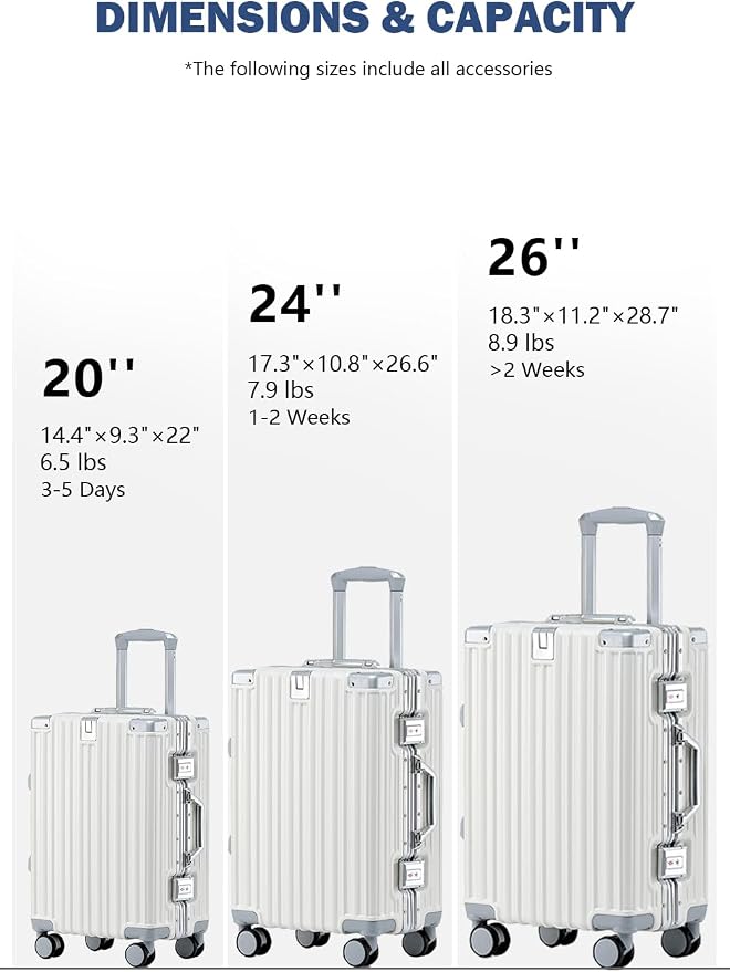 HotWay 26 Inch Aluminum Frame Luggage - Image 3