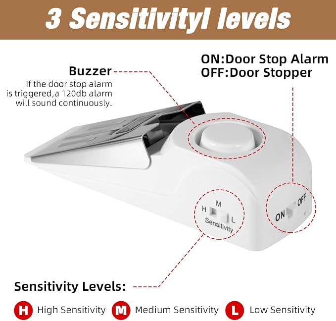 Door Stop Alarm and Adjustable Portable Door Lock Provide Double Security - Image 3