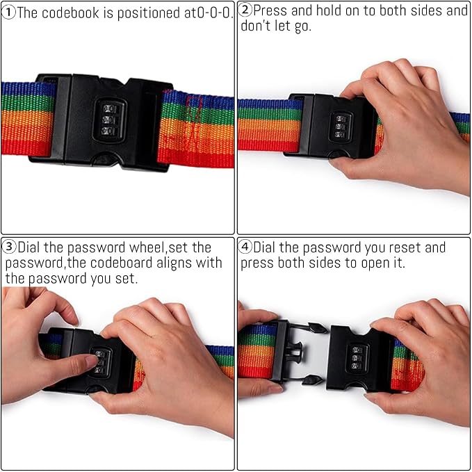 4PC Custom Embroidery Luggage Strap - Image 4