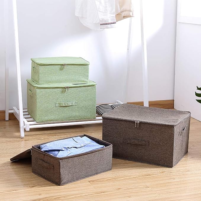 ANMINY 3PCS Storage Bins with Zipper Lids 51.9 Qt Lidded Fabric Storage Boxes - Image 6