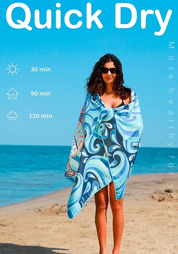 6 Pack Microfiber Lightweight Beach Towel Sand Free Quick Dry Absorbent Thin - Image 5