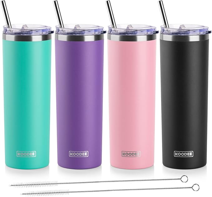 koodee 20 oz Stainless Steel Skinny Tumblers Double Wall Insulated Water by koodee