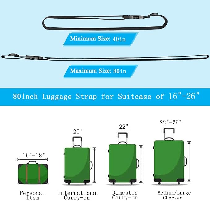 4Pcs Luggage Straps for Suitcase Travel Accessories TSA Approved, 80In Long - Image 5