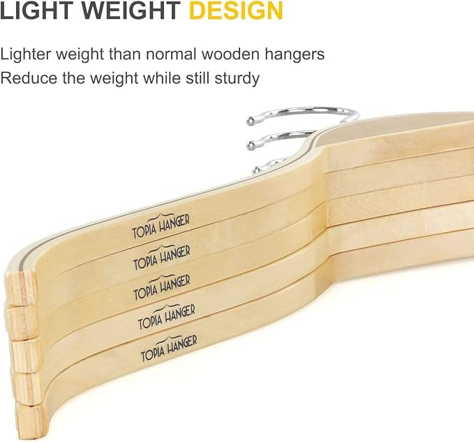 TOPIA HANGER Slim Natural Wood Hangers - Image 7