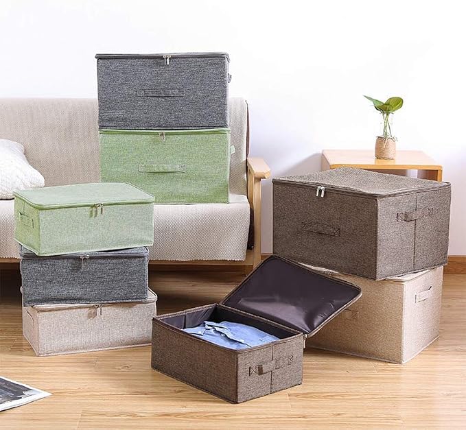 ANMINY 3PCS Storage Bins with Zipper Lids 51.9 Qt Lidded Fabric Storage Boxes - Image 7