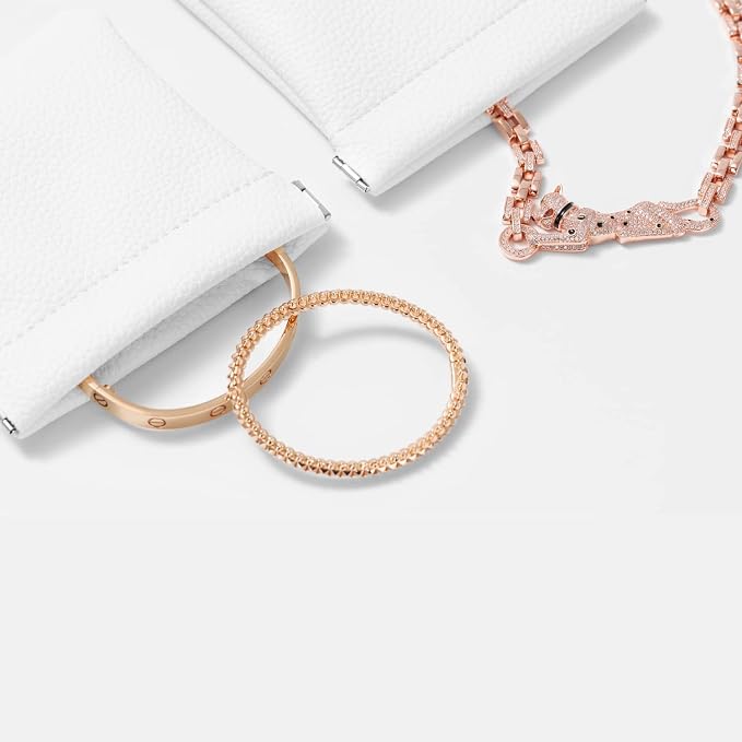 2 Pack PU Leather Slim Engagement Wedding Ring Pouch Leather Jewelry Pouch - Image 5