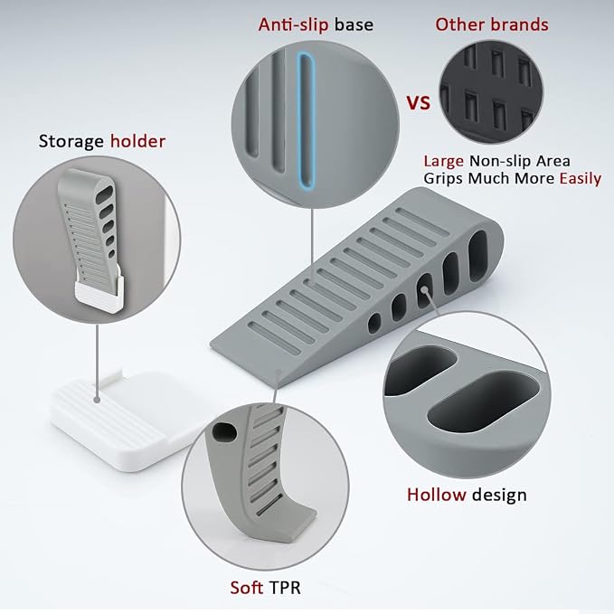 JQK Rubber Door Stopper Wedge, Wooden Floor, DSB61-GY-P6 - Image 5