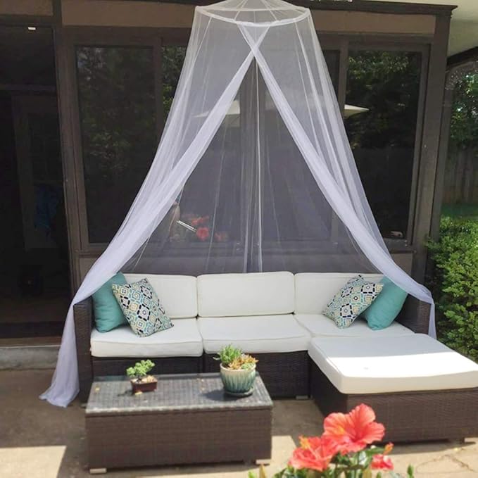 Mosquito Net for Bed, Large White Bed Canopy for Girls, Hanging Bed Net - Image 9