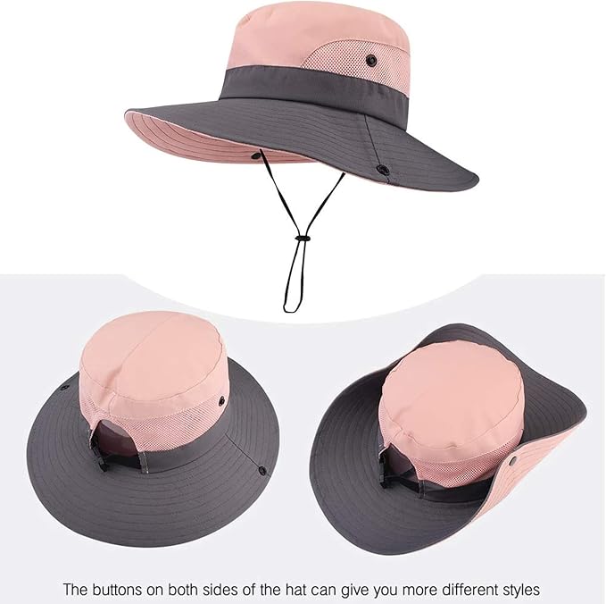 ZOORON Women's Ponytail Safari Sun Hat, Wide Brim UV Protection Outdoor Bucket - Image 4