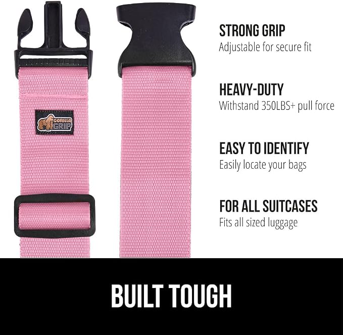 GORILLA GRIP Heavy Duty 4 Pack Adjustable Luggage Straps - Image 2