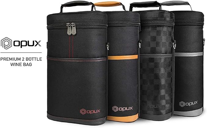 opux 2 Bottle Wine Carrier Tote, Insulated Leakproof Wine Cooler Bag, Wine - Image 8