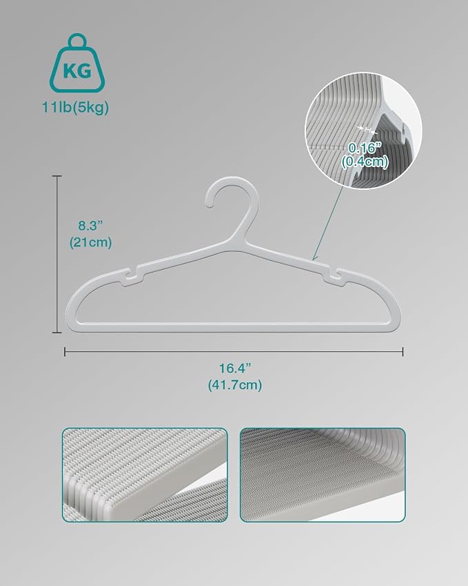 100 Pack Clothes Hangers, Non Slip Plastic Coat Hangers, Space Saving, Heavy - Image 6