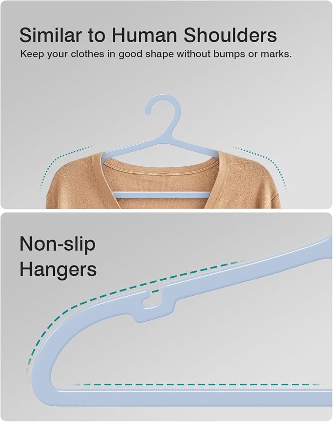 100 Pack Clothes Hangers, Non Slip Plastic Coat Hangers, Space Saving, Heavy - Image 4