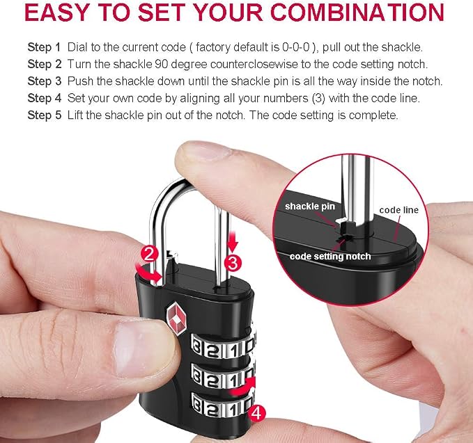 ZHEGE Luggage Locks TSA Approved, Small Padlock - Image 7