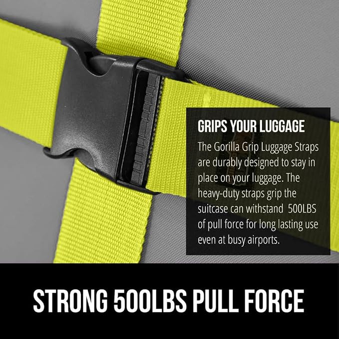 GORILLA GRIP Heavy Duty 4 Pack Adjustable Luggage Straps - Image 3
