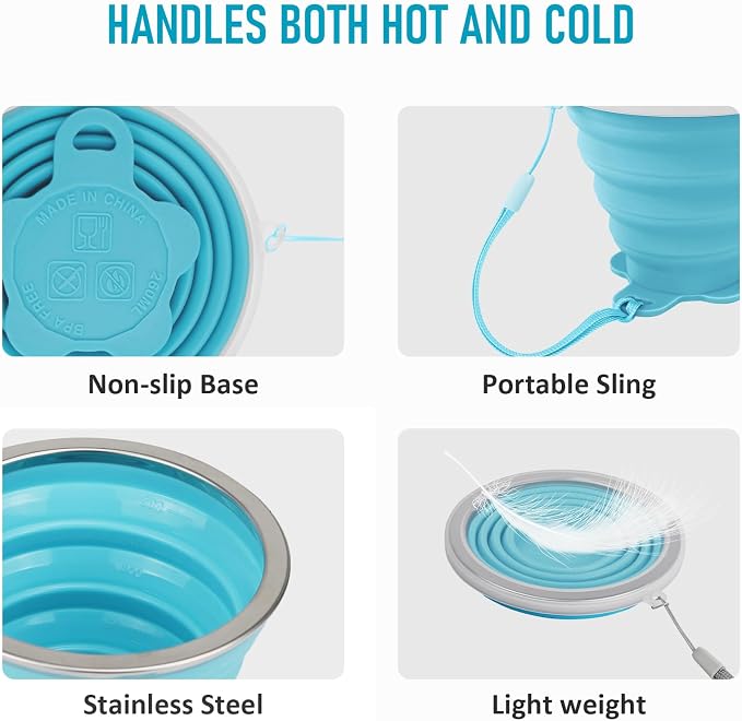 JBER Silicone Collapsible Travel Cup, 4 Pack Silicone Folding Camping Cup - Image 4