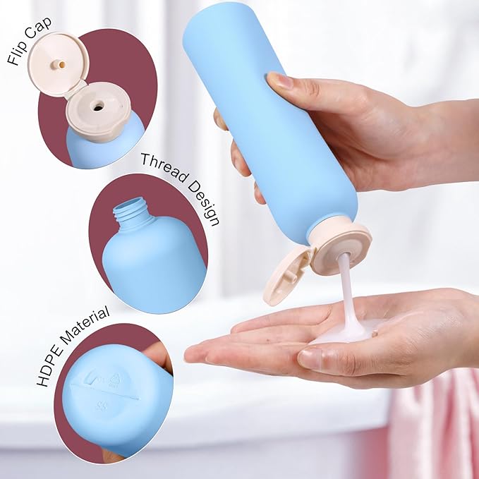 Travel Shampoo Bottle, Empty Plastic Squeeze Bottles 8.8oz - Image 4