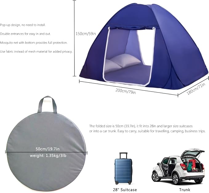 Mosquito Net for Bed, Folded Size 20 inch Portable Camping Travel Mosquito Tent - Image 5