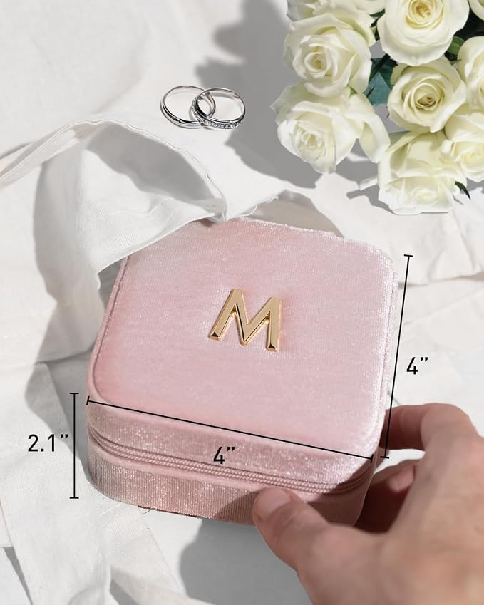 Vlando Travel Jewelry Case for Women Girls, L Initial Travel Jewelry Case - Image 5