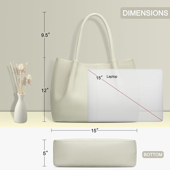 KKXIU Tote Bag for Women Vegan Leather Shoulder Purse Large Capacity Travel Bag - Image 7