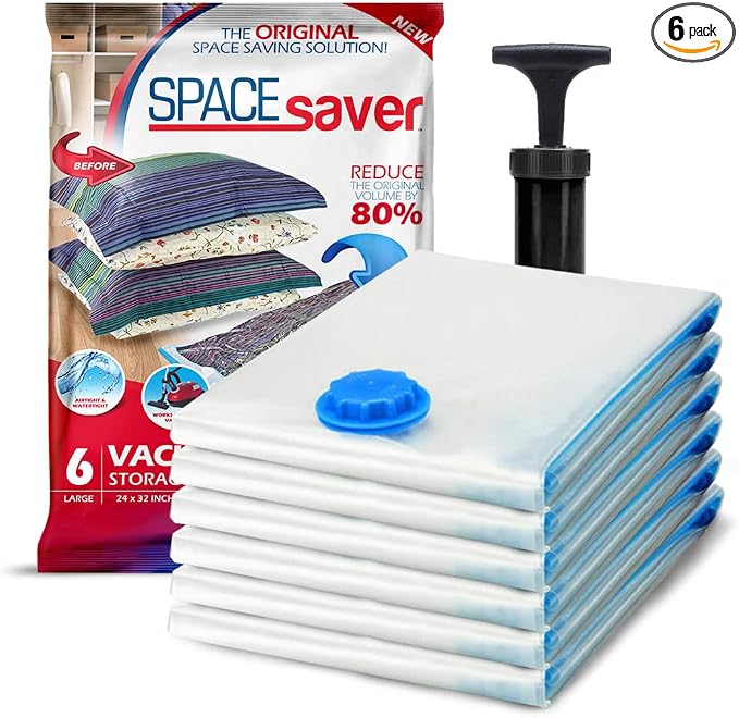 6 Pack Large Vacuum Storage Bags by Spacesaver