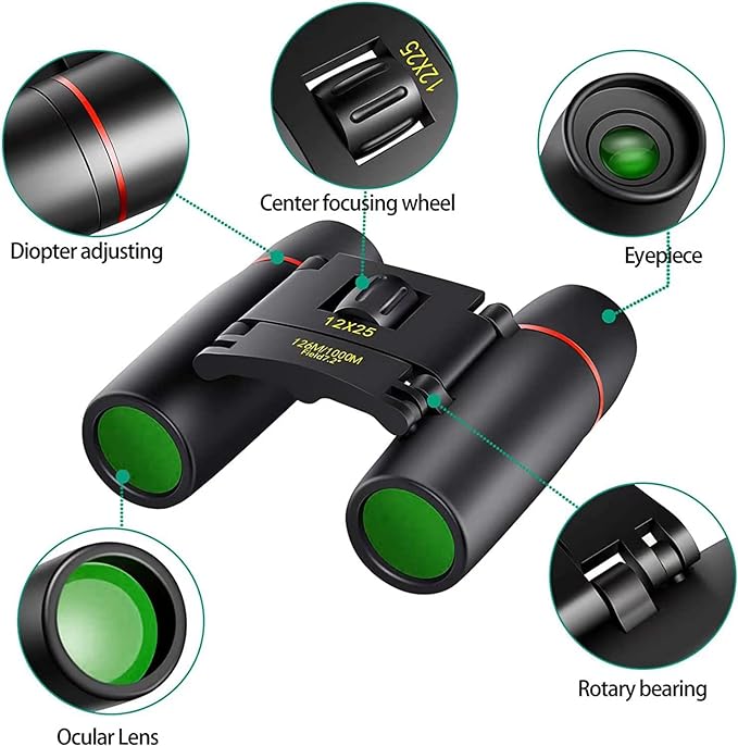 POLDR 12X25 Small Pocket Binoculars Compact Adults, Mini Kids Binoculars Boys - Image 3