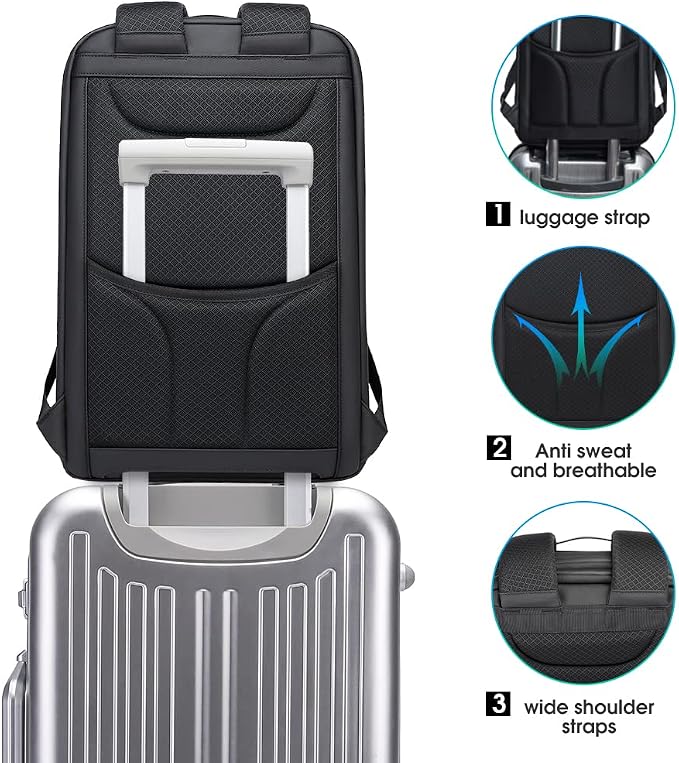 BANGE Anti Theft Backpack with Lock, Business Backpack with USB Charging Port - Image 6