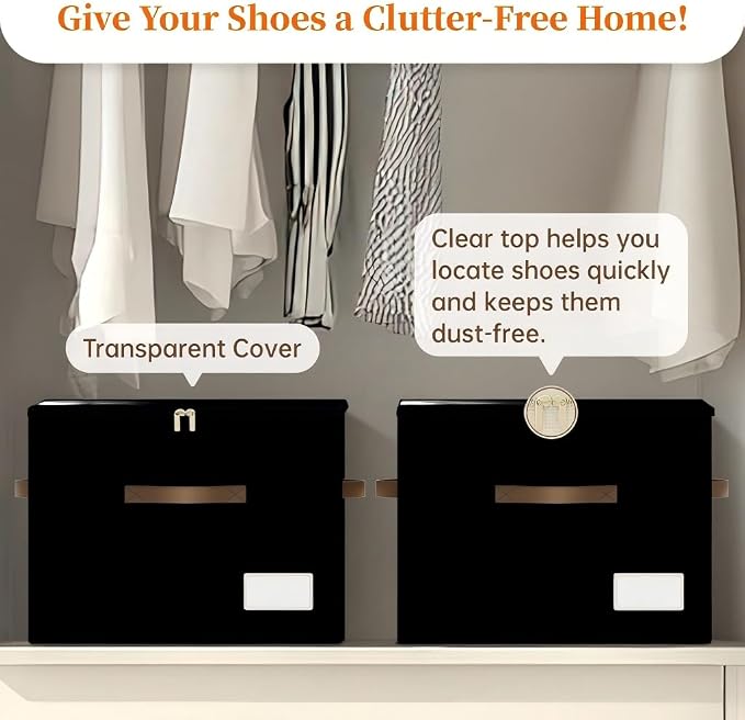 3 Pack Shoe Organizer for Closet, Foldable Shoe Storage Containers, Fits up to - Image 6