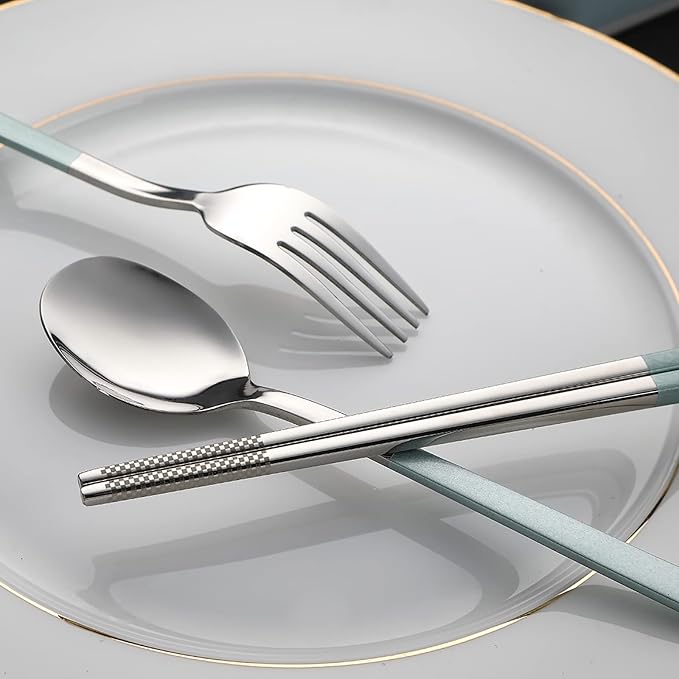 DEVICO Travel Utensils, 18/8 Stainless Steel 4pcs Cutlery Set Portable Camp - Image 4