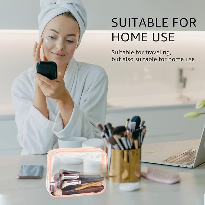3Pcs Crystal Clear PVC Travel Toiletry Bag Kit - Image 3