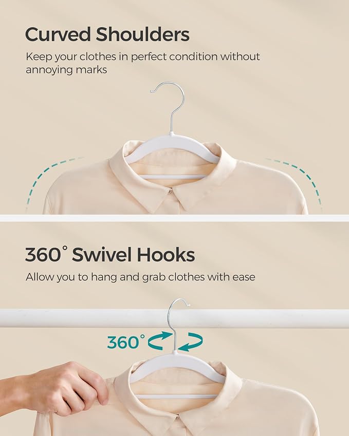 SONGMICS Pack of 50 Coat Hangers, Space-Saving Plastic Clothes Hangers - Image 5
