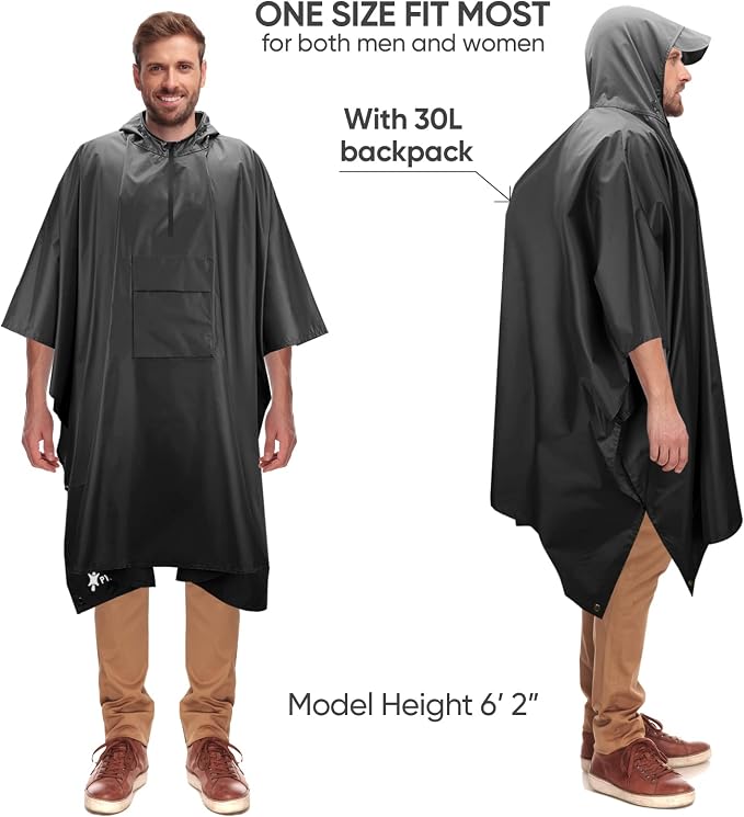PTEROMY Hooded Rain Poncho for Adult - Image 4