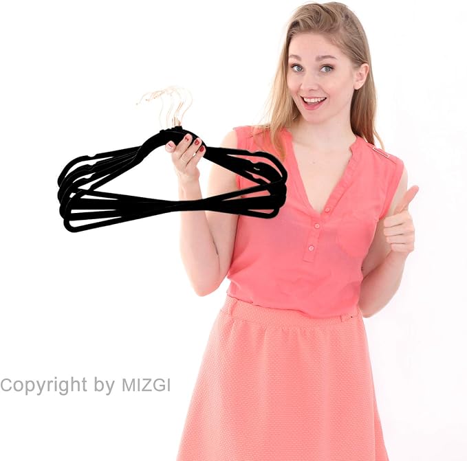 MIZGI Premium Velvet Hangers Heavy Duty- Non Slip Felt Hangers - Image 8