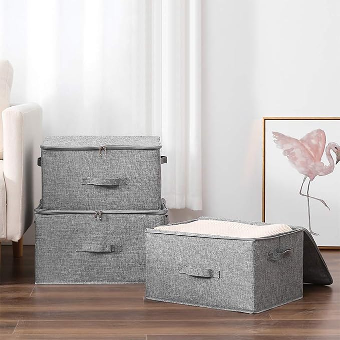 ANMINY 2PCS Storage Bins with Zipper Lids 51.9 Qt Lidded Fabric Storage Boxes - Image 5