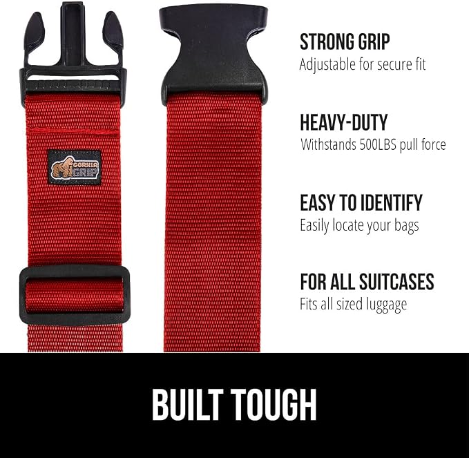 GORILLA GRIP Heavy Duty 8 Pack Adjustable Luggage Straps - Image 2